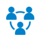 Icono de un equipo de colaboradores haciendo trabajo en equipo, retroalimentándose mutuamente 