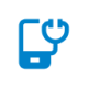 Icono de un dispositivo móvil (teléfono) para tener consultas médicas a distancia. 