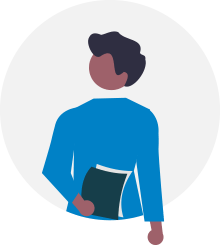 Ilustración de una persona llevando unos documentos en mano